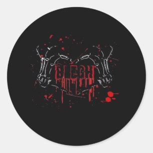 Blegh Breakdown Skeleton Heart Hands Emo Screamo Classic Round Sticker