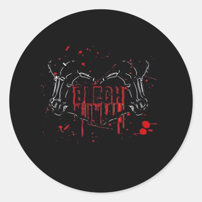 Blegh Breakdown Skeleton Heart Hands Emo Screamo Classic Round Sticker (Front)