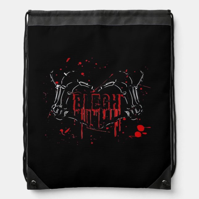 Blegh Breakdown Skeleton Heart Hands Emo Screamo Drawstring Bag (Front)