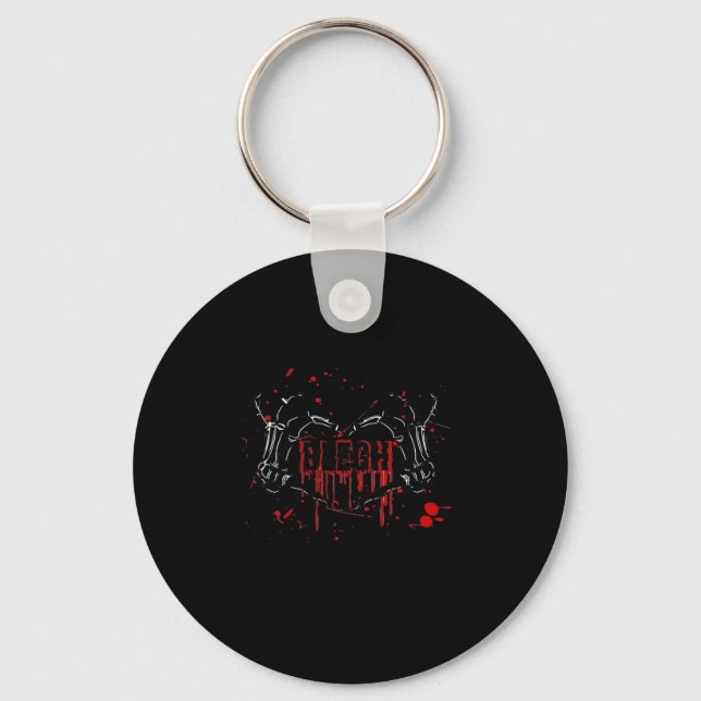 Blegh Breakdown Skeleton Heart Hands Emo Screamo Keychain (Front)