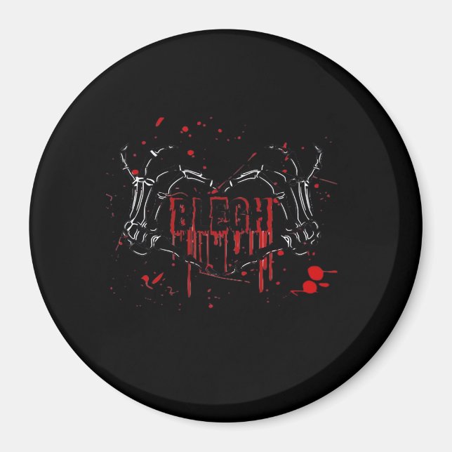Blegh Breakdown Skeleton Heart Hands Emo Screamo Magnet (Front)