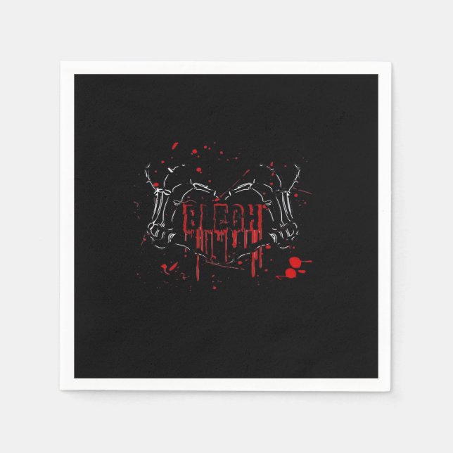 Blegh Breakdown Skeleton Heart Hands Emo Screamo Napkins (Front)