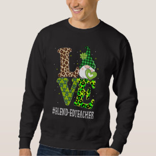 Blend ed Teacher Love St Patricks Day Gnome Leopar Sweatshirt