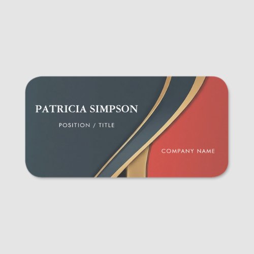 Blend of Dark Blue Red and Gold Style  Clarity Name Tag