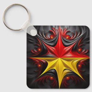 Blend of Mandelbrot Fractal With The German Flag Keychain