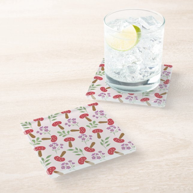 Blend of Mushrooms and Blooming Coaster (Angled)