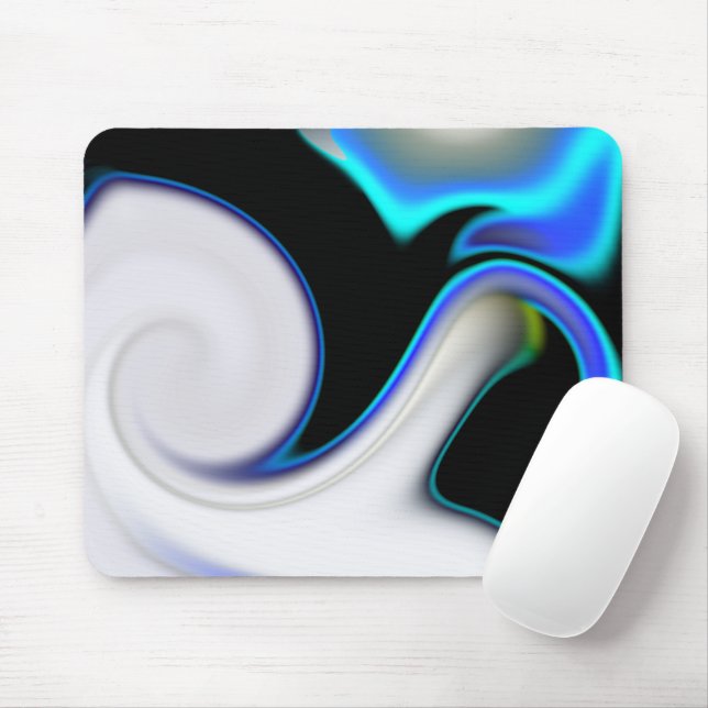 Blend of smooth with blue neon curves over shadow  mouse pad (With Mouse)