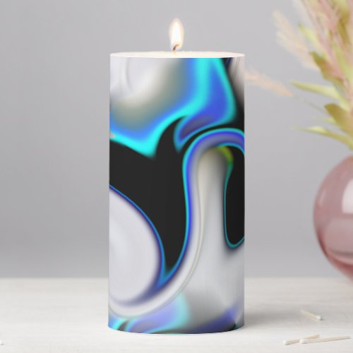 Blend of smooth with blue neon curves over shadow  pillar candle