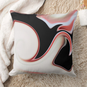 Blend of soft beige to red gradient curved traces throw pillow