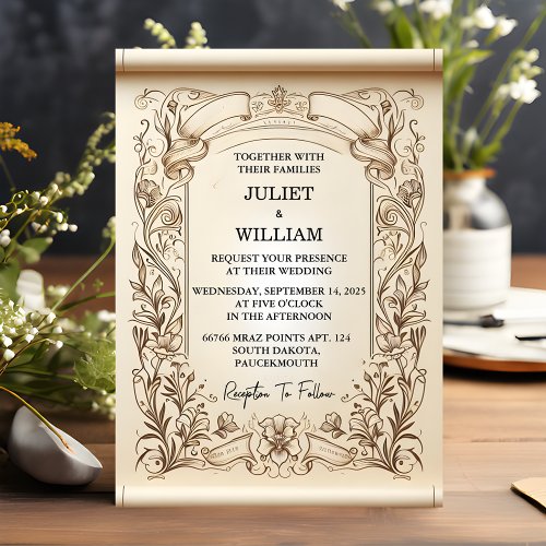 Blend Papyrus Vintage Retro Vellum Overlay Wedding Invitation