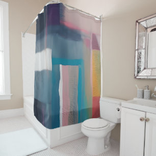Blended abstract squares shower curtain