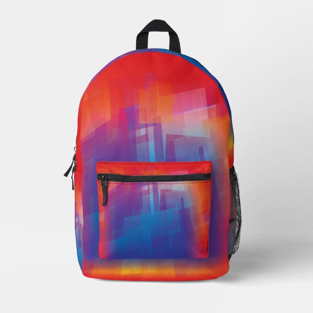 Blended Blue Red Printed Backpack (Front)