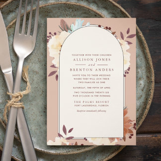 Blended Families Botanical Autumn Floral Invitation