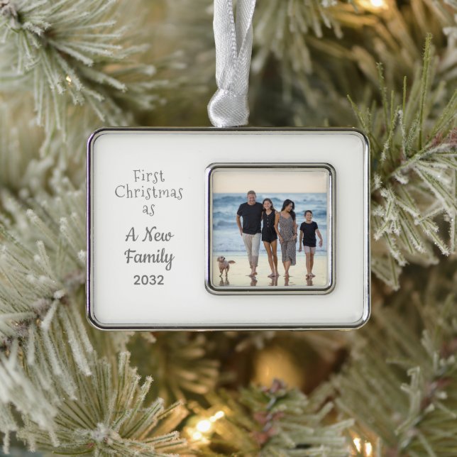 Blended Family 1st Christmas Personalized Photo Ornament (Tree)