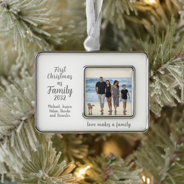 Blended Family 1st Christmas Personalized Photo Ornament (Tree)
