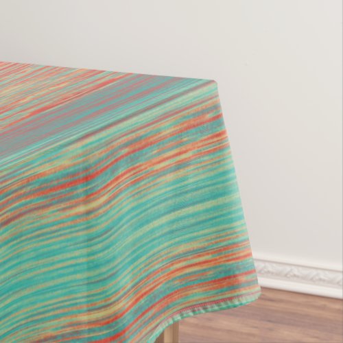 Blended Lines Abstract Turquoise Red Orange Mauve Tablecloth