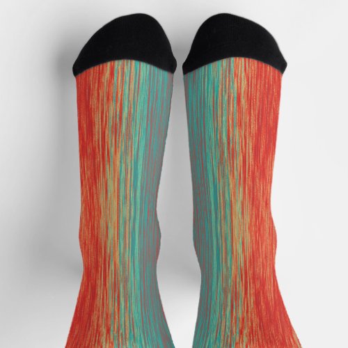 Blended Lines Hot Red Yellow Turquoise Mauve Socks