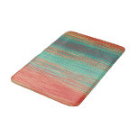 Blended Lines Turquoise Bright Coral Red Stripe Bath Mat at Zazzle