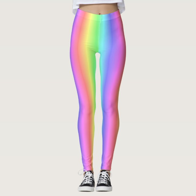Blended Pastel Rainbow - Color Spectrum Leggings (Front)