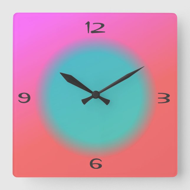 Blended Pink Orange, Green Centre>Kitchen Clock (Front)