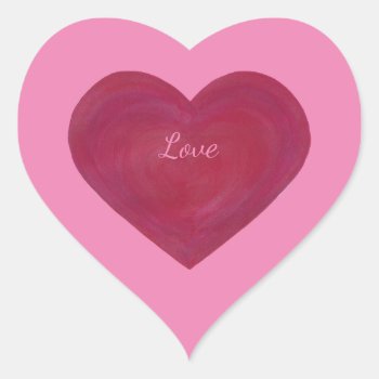 Blended Red And Pink Frosty Look Heart Stickers by Cherylsart at Zazzle