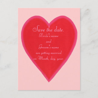 Blended Red Heart, Wedding Save the date Postcards