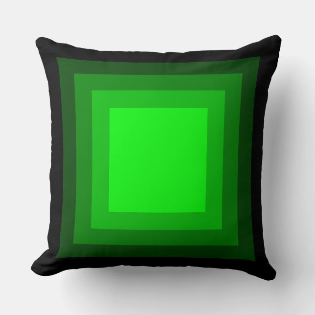 Blended Squares - Black to Green Throw Pillow (Front)