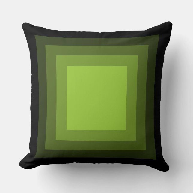 Blended Squares - Black to Martian Green Throw Pillow (Front)