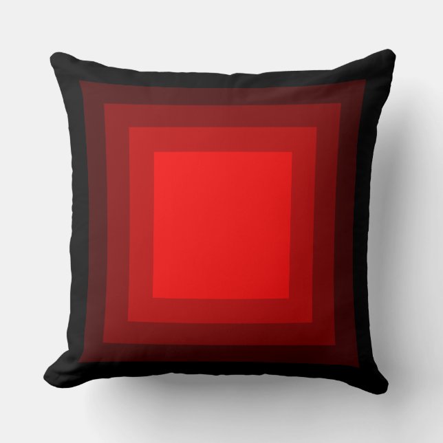 Blended Squares - Black to Red Throw Pillow (Front)