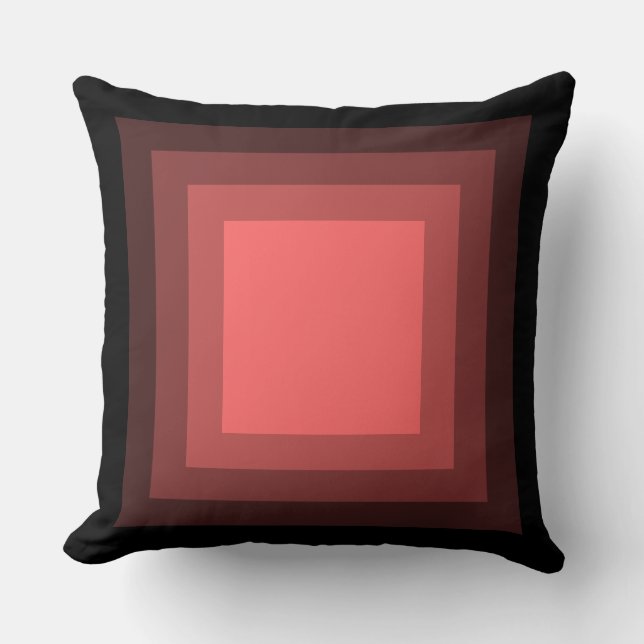 Blended Squares - Black to Tropical Pink Throw Pillow (Front)