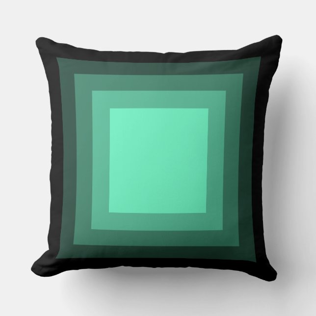 Blended Squares - Black to Turquoise Throw Pillow (Front)
