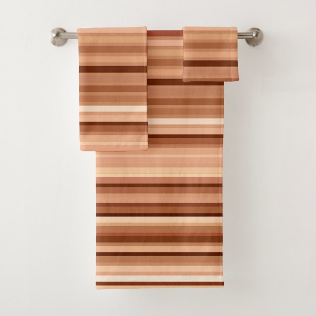 Blended Stripes, Brown, Tan and Cream      Bath Towel Set (Insitu)