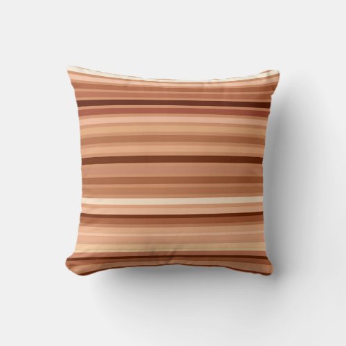 Blended Stripes Brown Tan and Cream      Throw Pillow
