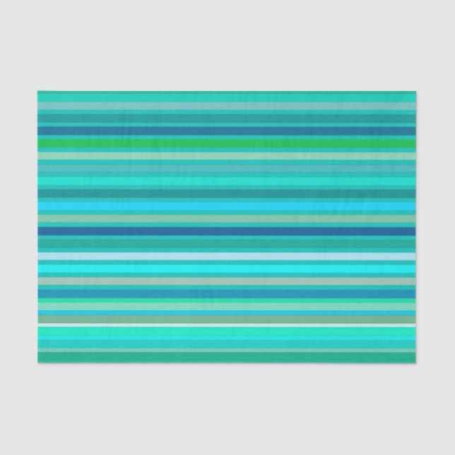 Blended Stripes, Ocean Blue and Turquoise Tissue Paper (Front)