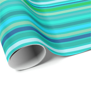 Blended Stripes, Ocean Blue and Turquoise Wrapping Paper