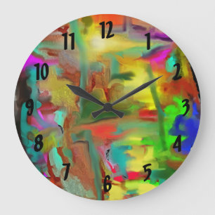 Blending Colors Digital Abstract w Numbers Large Clock