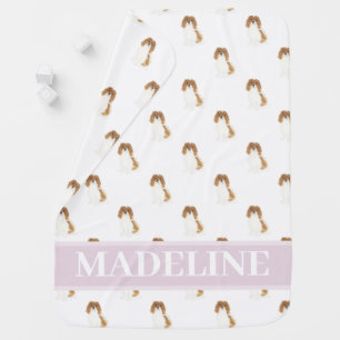 Blenheim Cav King Charles Spaniel Pink & White Baby Blanket