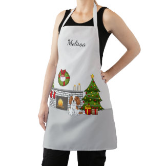 Blenheim Cavalier Dog In A Christmas Room &amp; Name Apron