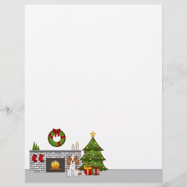Blenheim Cavalier Dog In A Festive Christmas Room Letterhead (Front)
