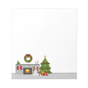 Blenheim Cavalier Dog In A Festive Christmas Room Notepad