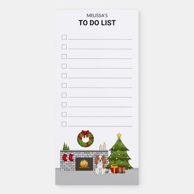 Blenheim Cavalier In A Christmas Room To Do List Magnetic Notepad (Front)