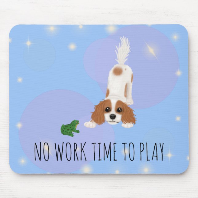 Blenheim Cavalier King Charles Spaniel and Frog Mouse Pad (Front)