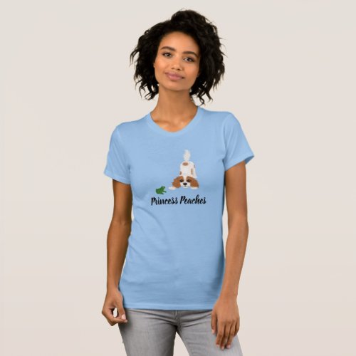 Blenheim Cavalier King Charles Spaniel and Frog T_Shirt