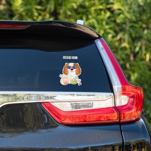 Blenheim Cavalier King Charles Spaniel Beach Sticker