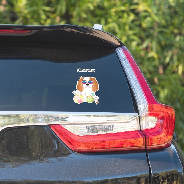 Blenheim Cavalier King Charles Spaniel Beach Sticker (Car Side)