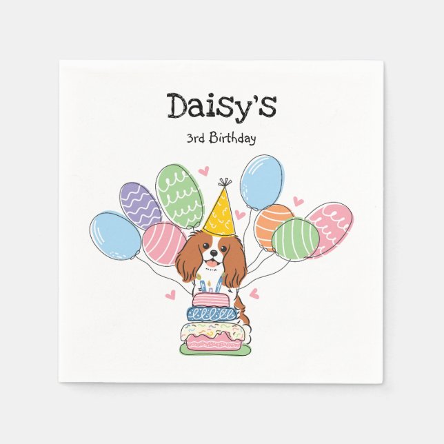 Blenheim Cavalier King Charles Spaniel Birthday Napkins (Front)