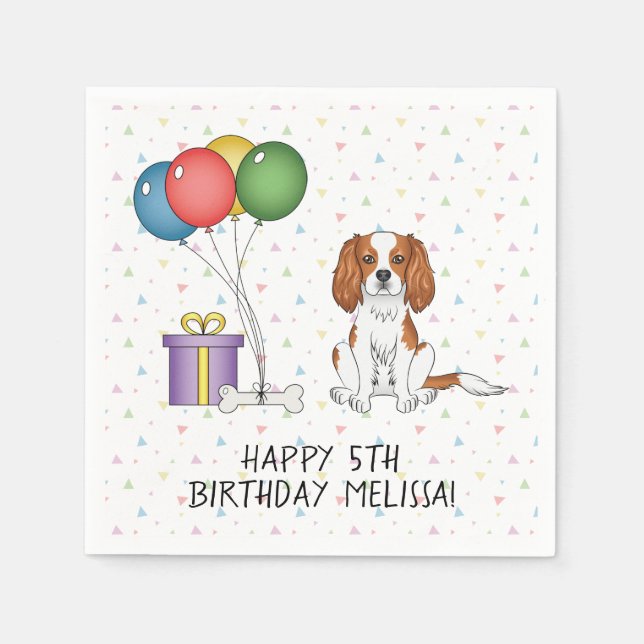 Blenheim Cavalier King Charles Spaniel - Birthday Napkins (Front)