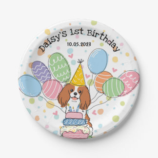 Blenheim Cavalier King Charles Spaniel Birthday Paper Plates