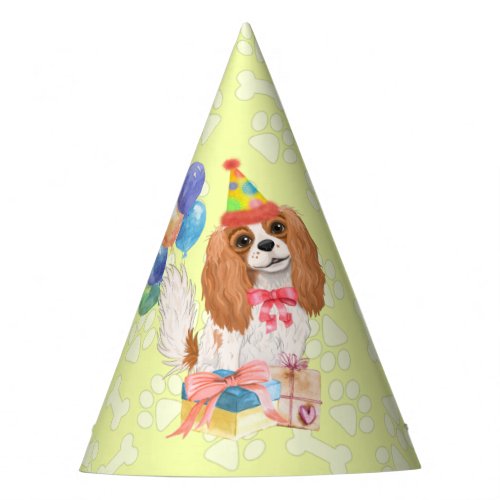 Blenheim Cavalier King Charles Spaniel Birthday Party Hat