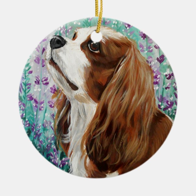 Blenheim Cavalier King Charles Spaniel Ceramic Ornament (Front)
